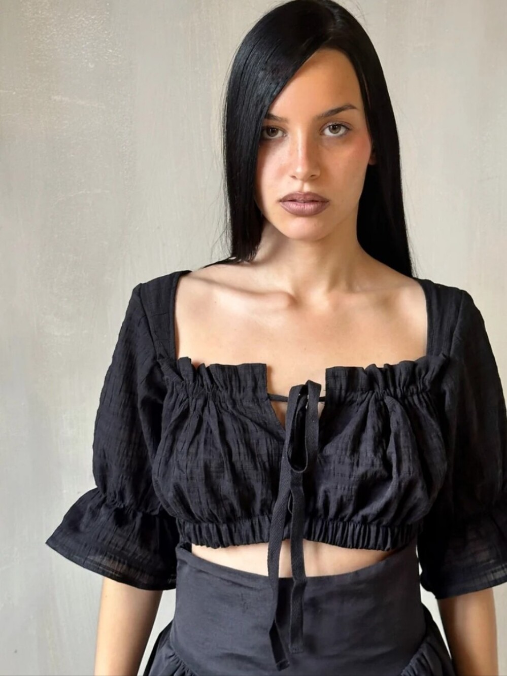 Nuit Clothing Ateiler Ovate Soft Goth Cottagecore Witchy Crop Top Black Canada